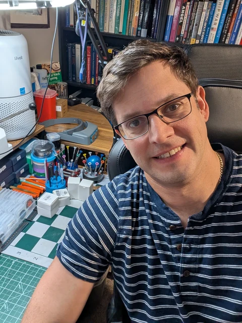 Philip Schiff at his workbench